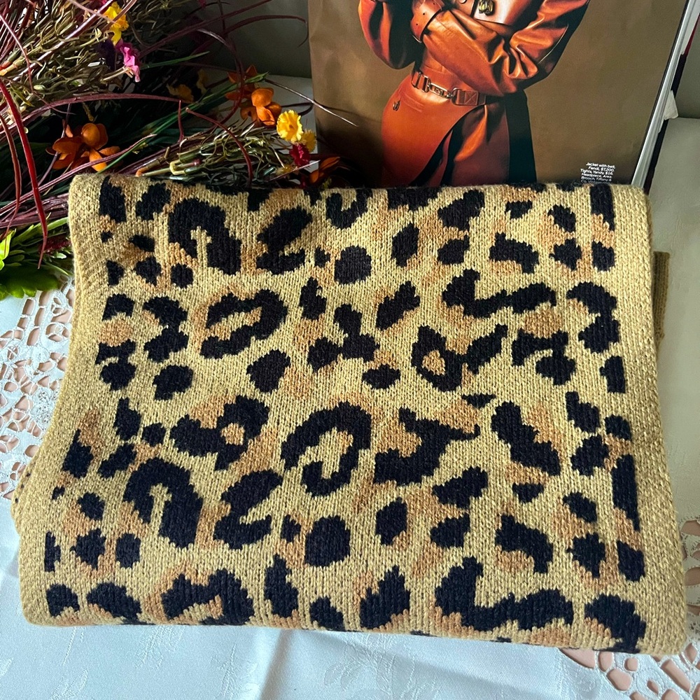 J. Crew Leopard Print Scarf- Black and Tan